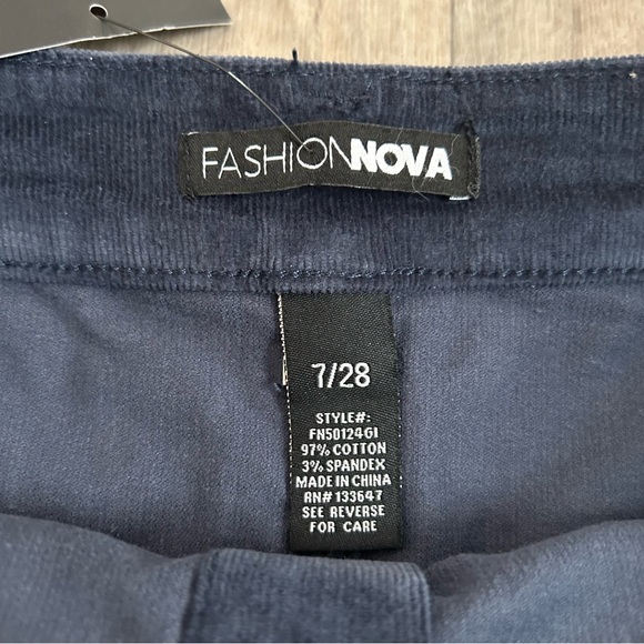 Fashion Nova Blue Corduroy Mini Skirt Buttons Size 7 - Picture 3 of 5
